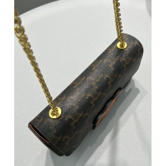 Replica Celine Borsa a tracolla con catena Cuir Triomphe 199242 Henna