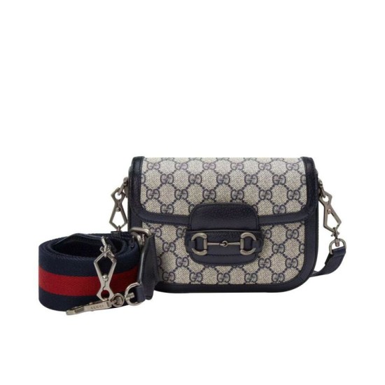 Replica Borsa mini Gucci Horsebit 1955 GG 658574 blu scuro