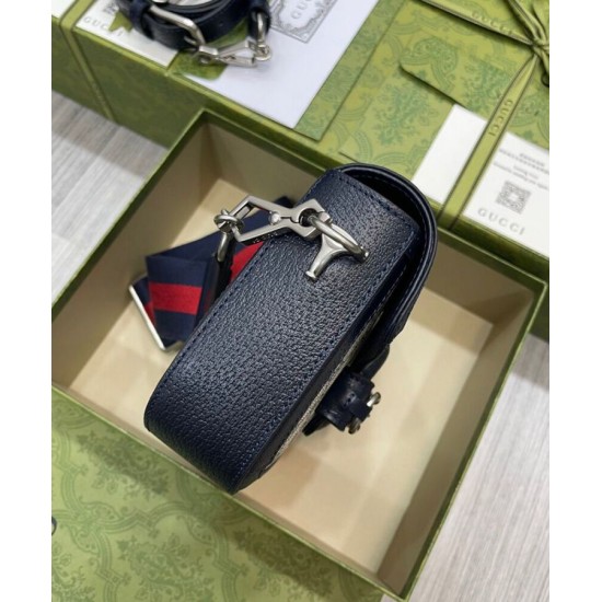 Replica Borsa mini Gucci Horsebit 1955 GG 658574 blu scuro