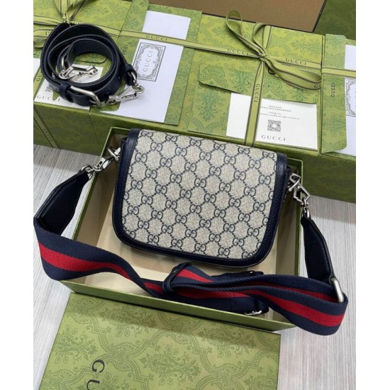 Replica Borsa mini Gucci Horsebit 1955 GG 658574 blu scuro