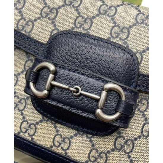 Replica Borsa mini Gucci Horsebit 1955 GG 658574 blu scuro