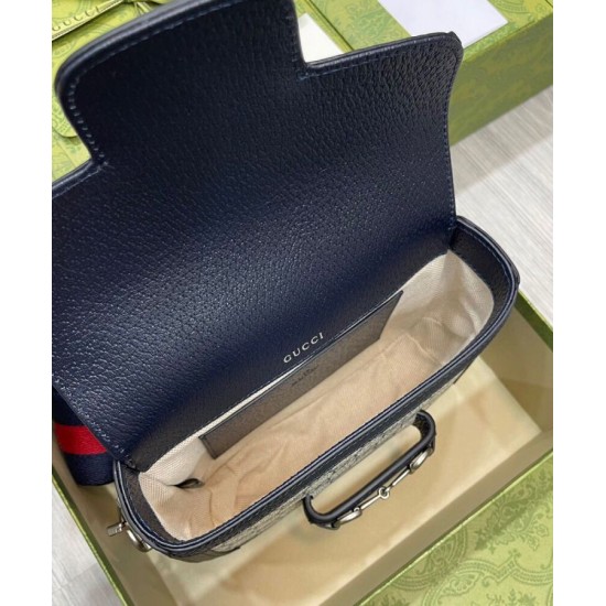 Replica Borsa mini Gucci Horsebit 1955 GG 658574 blu scuro
