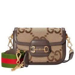 Replica Borsa mini GG jumbo Gucci Horsebit 1955 658574 Marrone