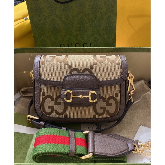 Replica Borsa mini GG jumbo Gucci Horsebit 1955 658574 Marrone