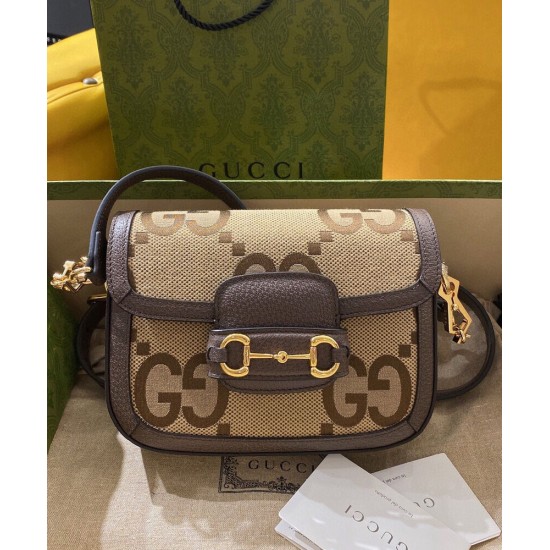 Replica Borsa mini GG jumbo Gucci Horsebit 1955 658574 Marrone