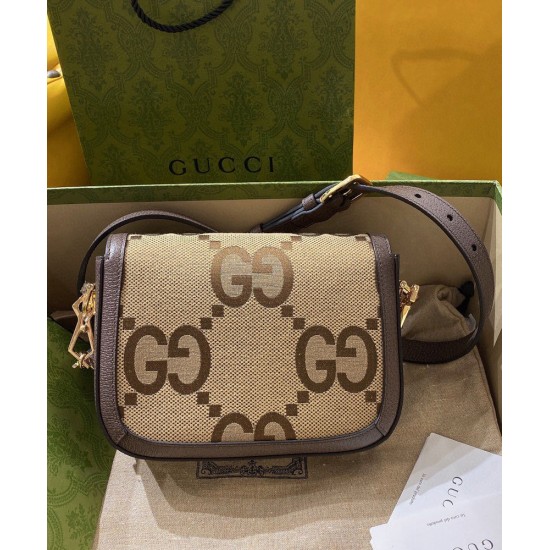 Replica Borsa mini GG jumbo Gucci Horsebit 1955 658574 Marrone