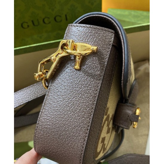 Replica Borsa mini GG jumbo Gucci Horsebit 1955 658574 Marrone