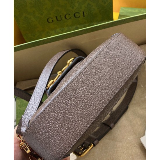 Replica Borsa mini GG jumbo Gucci Horsebit 1955 658574 Marrone