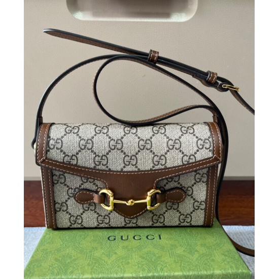 Replica Borsa mini Gucci Horsebit 1955 699296 Marrone