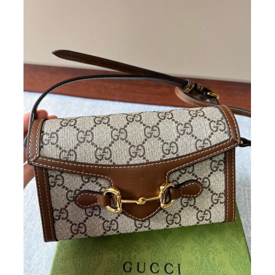 Replica Borsa mini Gucci Horsebit 1955 699296 Marrone