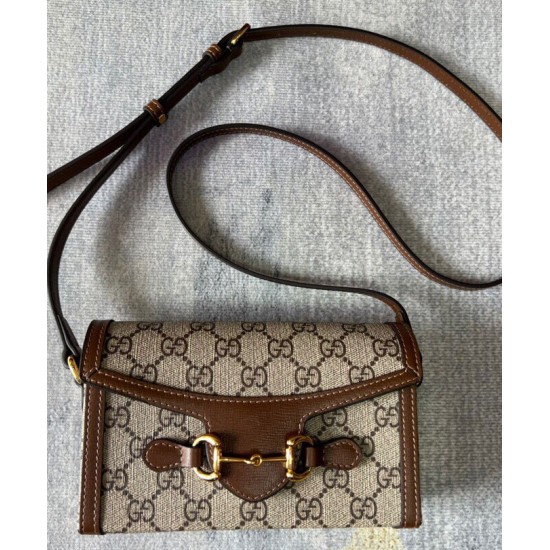 Replica Borsa mini Gucci Horsebit 1955 699296 Marrone