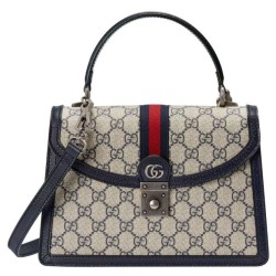 Replica Borsa tote piccola Gucci Ophidia GG 651055 blu scuro