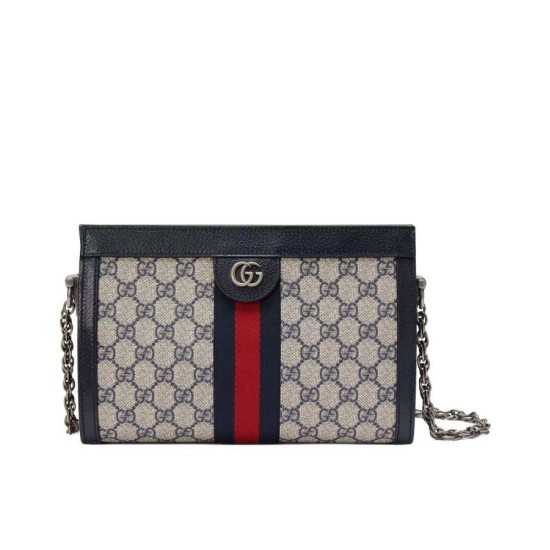 Replica Borsa a tracolla piccola Gucci Ophidia GG 503877 blu scuro