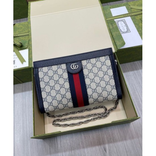 Replica Borsa a tracolla piccola Gucci Ophidia GG 503877 blu scuro