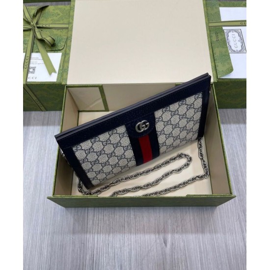 Replica Borsa a tracolla piccola Gucci Ophidia GG 503877 blu scuro