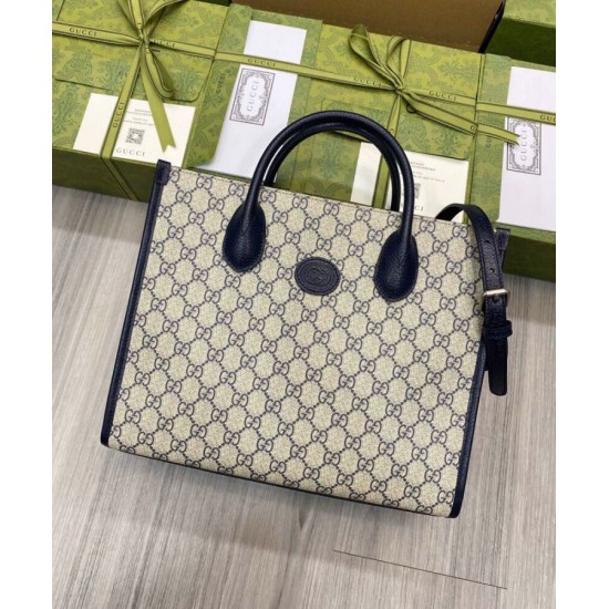 Replica Borsa Gucci Small Tote Con Incastro G 659983 Blu Scuro