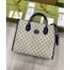 Replica Borsa Gucci Small Tote Con Incastro G 659983 Blu Scuro