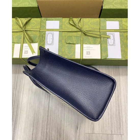 Replica Borsa Gucci Small Tote Con Incastro G 659983 Blu Scuro