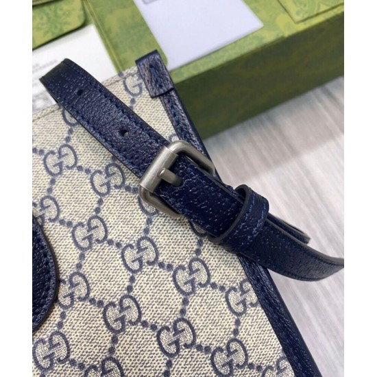 Replica Borsa Gucci Small Tote Con Incastro G 659983 Blu Scuro