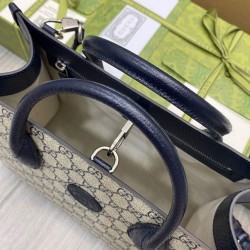 Replica Borsa Gucci Small Tote Con Incastro G 659983 Blu Scuro