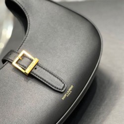 Replica YSL Saint Laurent Borsa Hobo Le Fermoir Pelle Lucida Nera