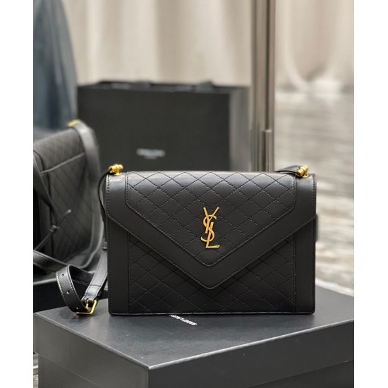 Replica YSL Saint Laurent Gaby Satchel Pelle Di Agnello Trapuntata Nera