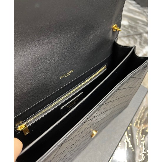 Replica YSL Saint Laurent Gaby Satchel Pelle Di Agnello Trapuntata Nera