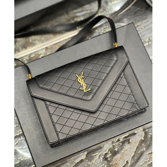 Replica YSL Saint Laurent Gaby Satchel Pelle Di Agnello Trapuntata Nera