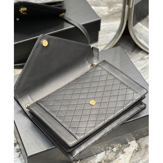 Replica YSL Saint Laurent Gaby Satchel Pelle Di Agnello Trapuntata Nera