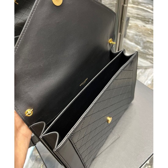 Replica YSL Saint Laurent Gaby Satchel Pelle Di Agnello Trapuntata Nera