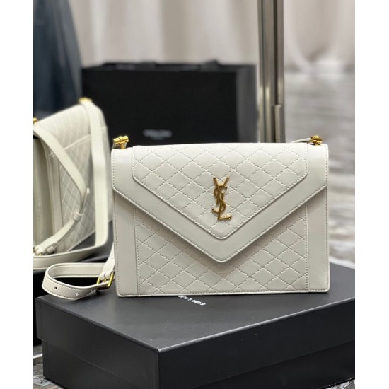 Replica YSL Saint Laurent Gaby Satchel Pelle Di Agnello Trapuntata Bianca
