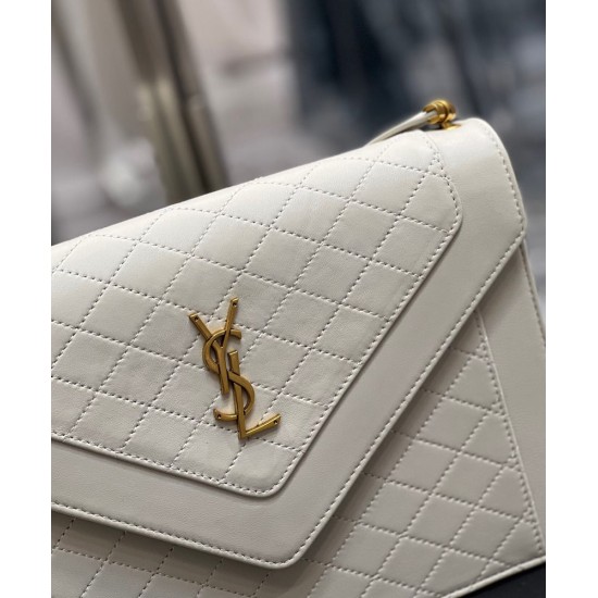 Replica YSL Saint Laurent Gaby Satchel Pelle Di Agnello Trapuntata Bianca