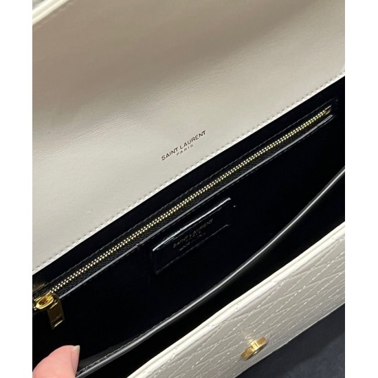 Replica YSL Saint Laurent Gaby Satchel Pelle Di Agnello Trapuntata Bianca