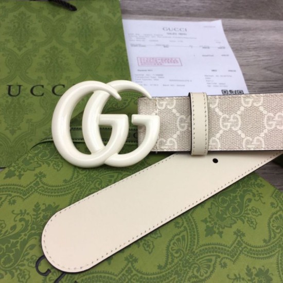 Replica Cintura larga Gucci GG Marmont 400593 40mm Bianca