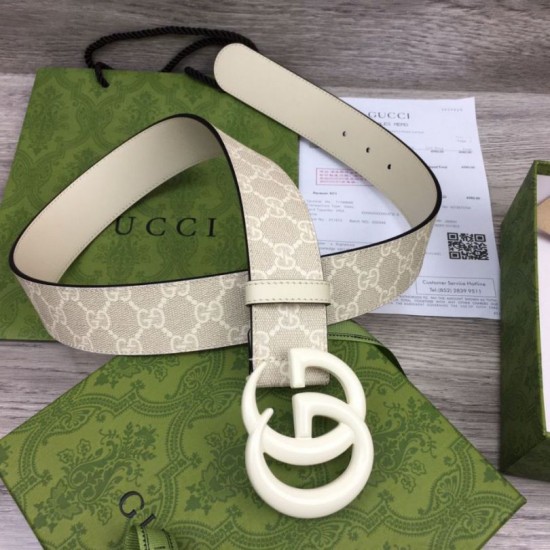 Replica Cintura larga Gucci GG Marmont 400593 40mm Bianca