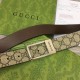 Replica Cintura Gucci GG con fibbia rettangolare 722370 35mm Marrone Argento