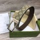Replica Cintura Gucci GG con fibbia rettangolare 722370 35mm Marrone Argento