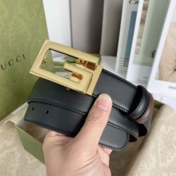 Replica Cintura reversibile Gucci con fibbia G quadrata 626974 Hardware dorato