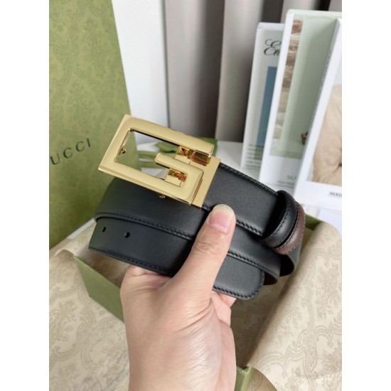 Replica Cintura reversibile Gucci con fibbia G quadrata 626974 Hardware dorato Replica Cintura reversibile Gucci con fibbia G quadrata 626974 Hardware dorato
