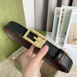 Replica Cintura reversibile Gucci con fibbia G quadrata 626974 Hardware dorato