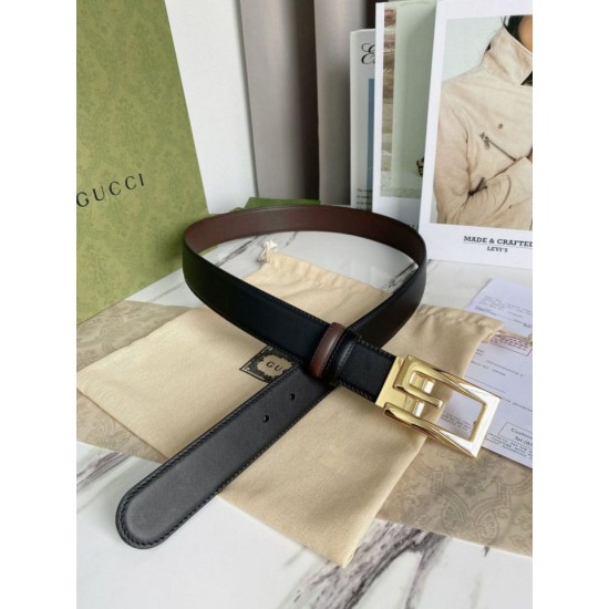 Replica Cintura reversibile Gucci con fibbia G quadrata 626974 Hardware dorato Replica Cintura reversibile Gucci con fibbia G quadrata 626974 Hardware dorato