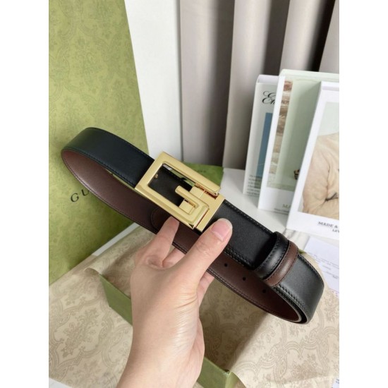 Replica Cintura reversibile Gucci con fibbia G quadrata 626974 Hardware dorato Replica Cintura reversibile Gucci con fibbia G quadrata 626974 Hardware dorato