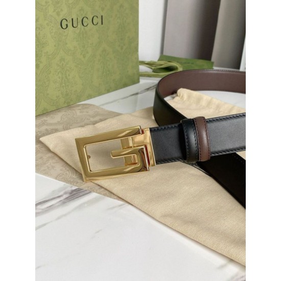 Replica Cintura reversibile Gucci con fibbia G quadrata 626974 Hardware dorato Replica Cintura reversibile Gucci con fibbia G quadrata 626974 Hardware dorato
