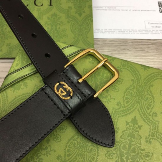 Replica Cintura Gucci con fibbia quadrata e Interlocking G 673921 Nera