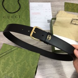 Replica Cintura Gucci con fibbia quadrata e Interlocking G 673921 Nera