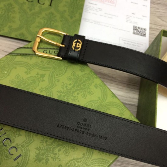 Replica Cintura Gucci con fibbia quadrata e Interlocking G 673921 Nera