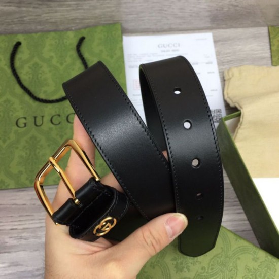Replica Cintura Gucci con fibbia quadrata e Interlocking G 673921 Nera