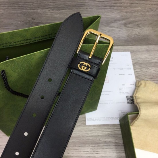 Replica Cintura Gucci con fibbia quadrata e Interlocking G 673921 Nera