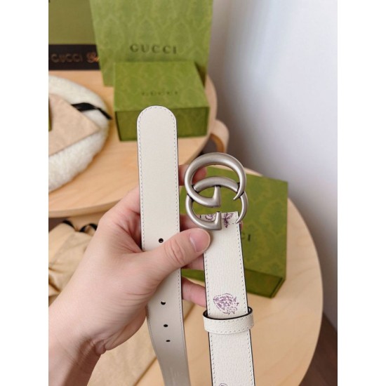 Replica Cintura sottile Gucci GG Marmont 625839 30mm Argento