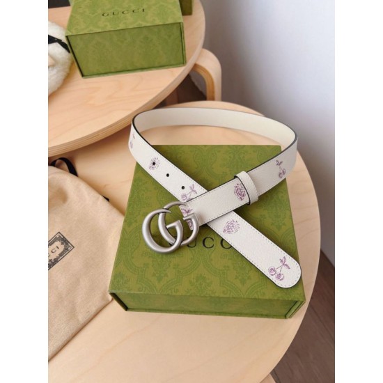 Replica Cintura sottile Gucci GG Marmont 625839 30mm Argento